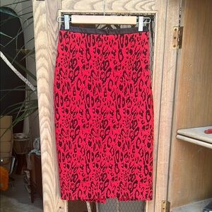 Express Leopard Print Black and Red Skirt